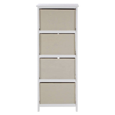 Natural Fabric 4 Drawer Storage Cabinet