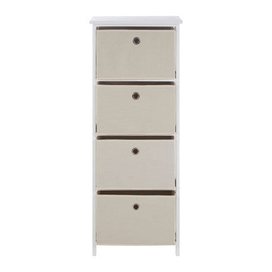 Natural Fabric 4 Drawer Storage Cabinet