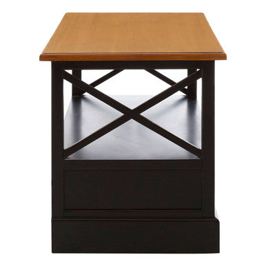 Black Colonial Coffee Table with Storage Drawers and Fir Wood Top