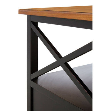 Black Colonial Coffee Table with Storage Drawers and Fir Wood Top