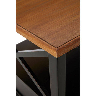 Black Colonial Coffee Table with Storage Drawers and Fir Wood Top