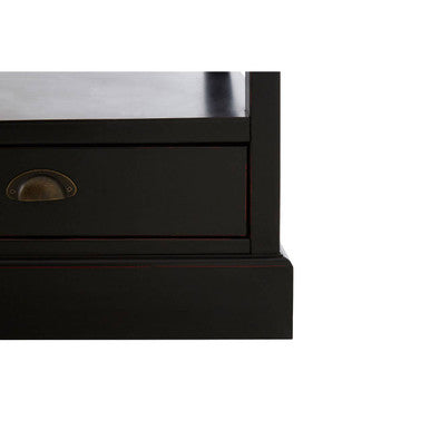 Black Colonial Coffee Table with Storage Drawers and Fir Wood Top