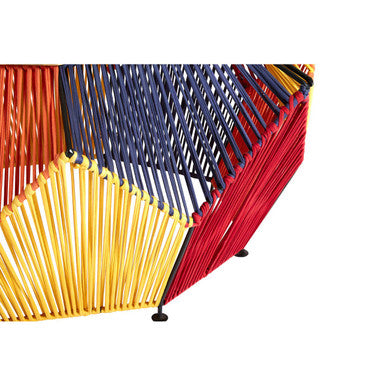 Multicoloured Woven Hexagon Coffee Table with Mango Wood Top