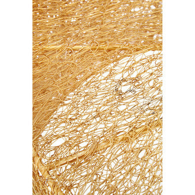 Gold Circular Iron Coffee Table with Vertical Line Frame