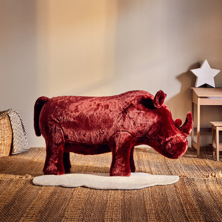 Jungle Safari Kids Maroon Rhino Animal Stool