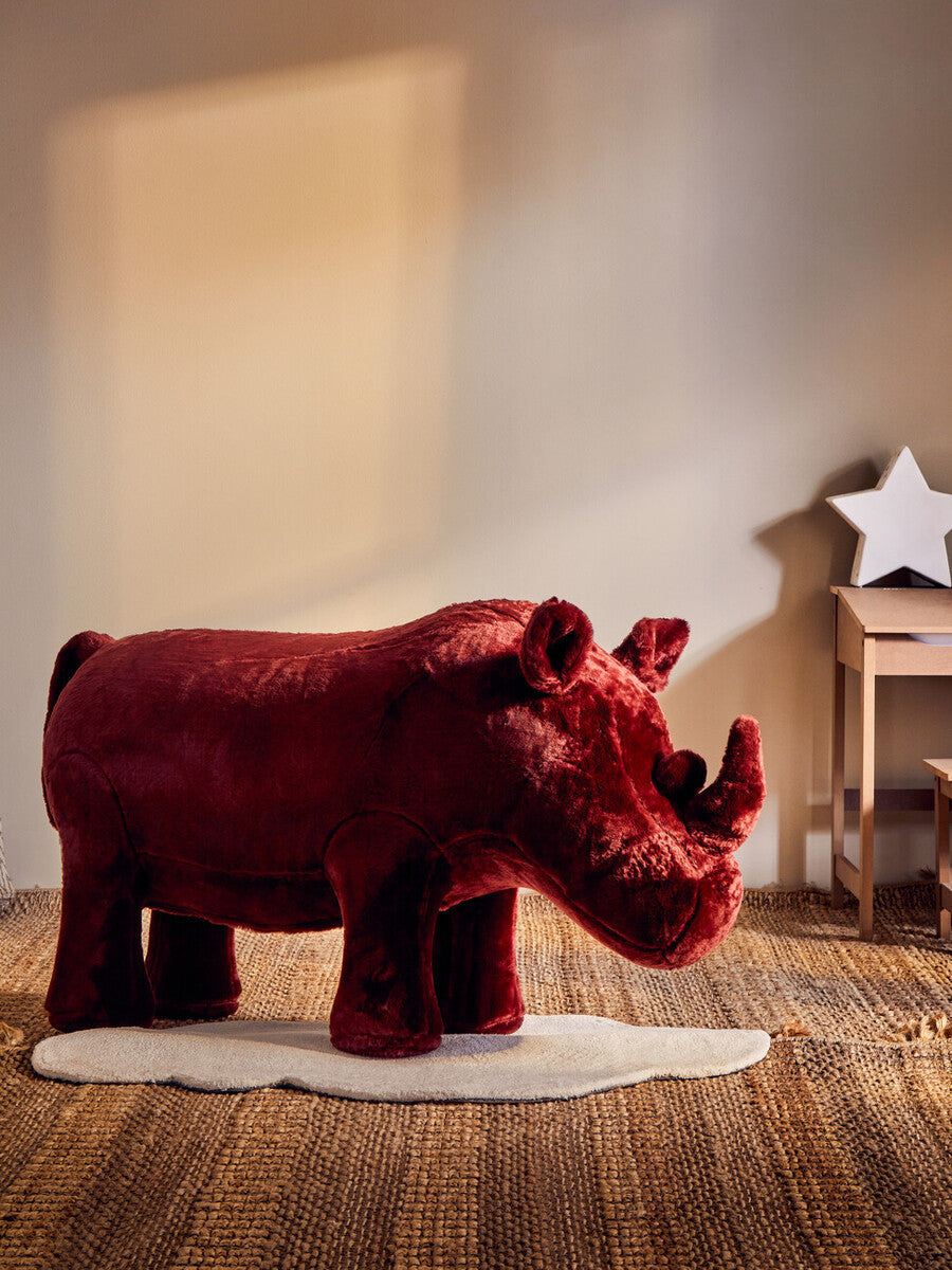 Jungle Safari Kids Maroon Rhino Animal Stool