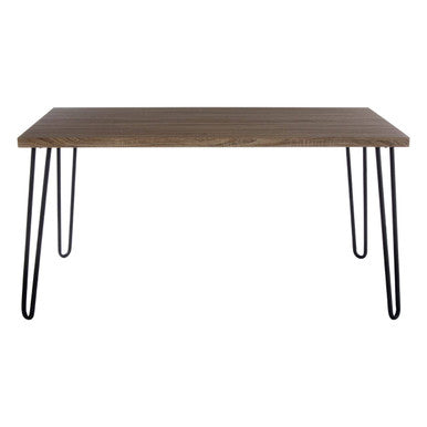 Natural Wood Effect Dining Table with Black Hairpin Legs