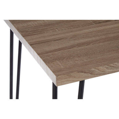 Natural Wood Effect Dining Table with Black Hairpin Legs