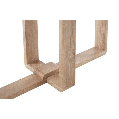 Clear Glass Console Table with Natural Wood Legs