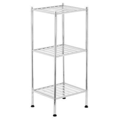 3 Tier Chrome Shelf Unit with Rubber Feet