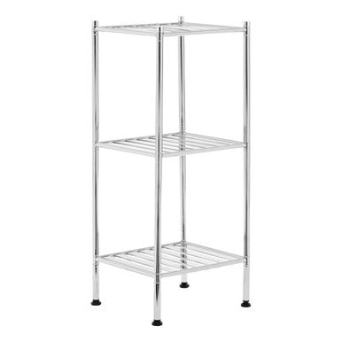 3 Tier Chrome Shelf Unit with Rubber Feet