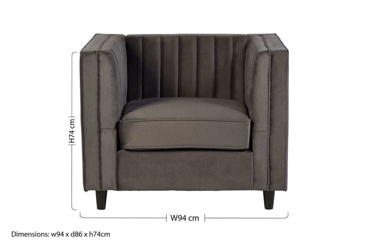 Grey Velvet Armchair