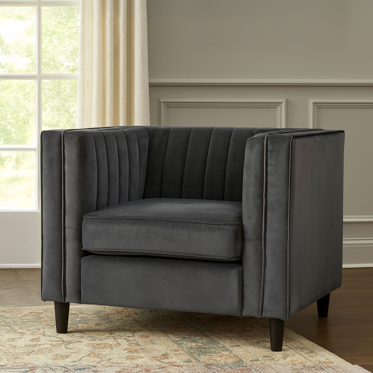Grey Velvet Armchair