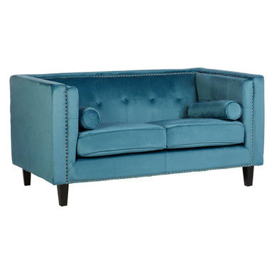 2 Seater Teal Blue Velvet Sofa Felisa
