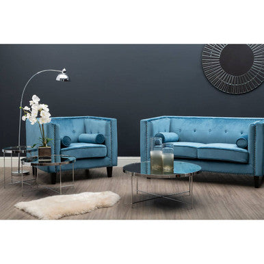 2 Seater Teal Blue Velvet Sofa Felisa