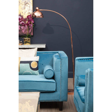 2 Seater Teal Blue Velvet Sofa Felisa