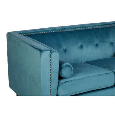 2 Seater Teal Blue Velvet Sofa Felisa