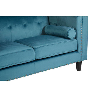 2 Seater Teal Blue Velvet Sofa Felisa