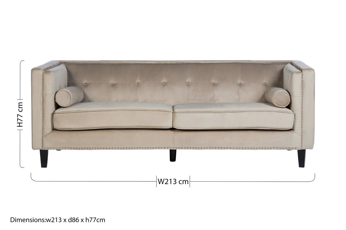3 Seater Mink Velvet Sofa Felisa
