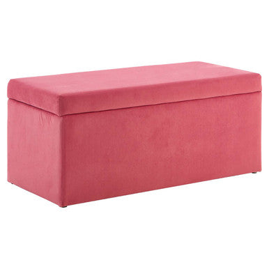Pink Velvet Kids Ottoman with Storage