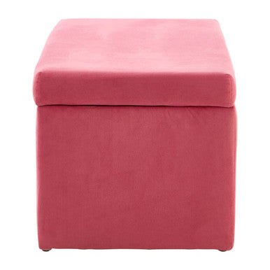 Pink Velvet Kids Ottoman with Storage