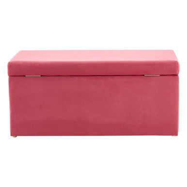 Pink Velvet Kids Ottoman with Storage