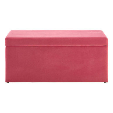 Pink Velvet Kids Ottoman with Storage