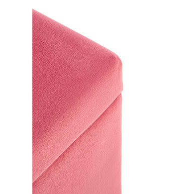Pink Velvet Kids Ottoman with Storage