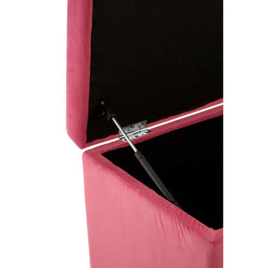 Pink Velvet Kids Ottoman with Storage