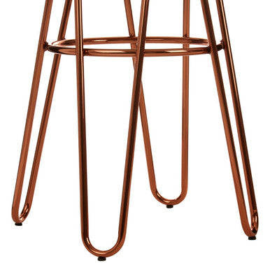 Rose Gold Hairpin Stool with Elm Seat