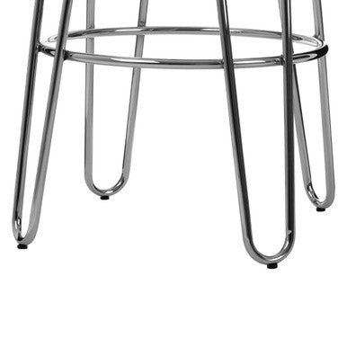 Chrome Hairpin Stool with Elm Seat