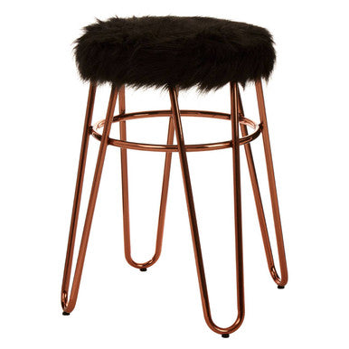 Faux Fur Rose Gold Stool