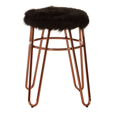 Faux Fur Rose Gold Stool