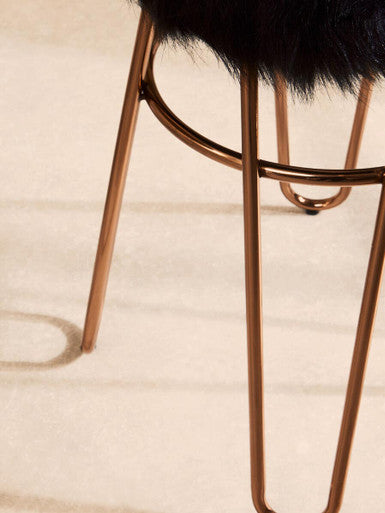 Faux Fur Rose Gold Stool