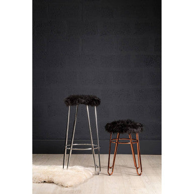 Faux Fur Rose Gold Stool