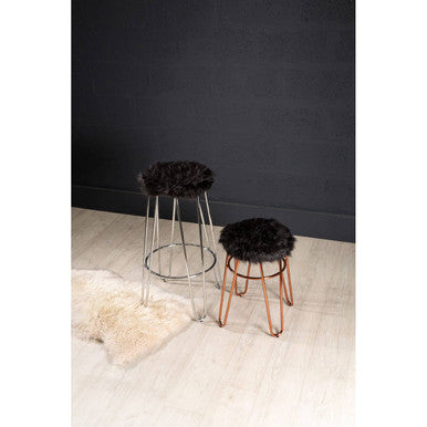 Faux Fur Rose Gold Stool