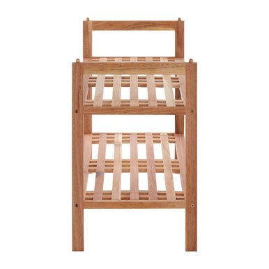 2 Tier Stackable Walnut Wood Shoe Rack