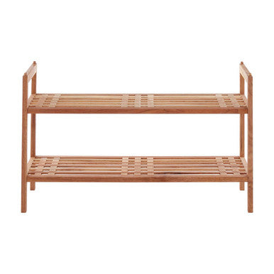 2 Tier Stackable Walnut Wood Shoe Rack