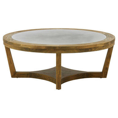 Natural Alder Wood Coffee Table with Zinc Plate Inset