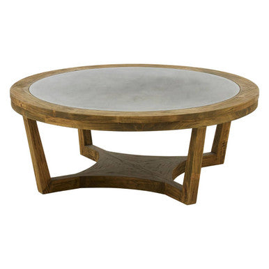 Natural Alder Wood Coffee Table with Zinc Plate Inset