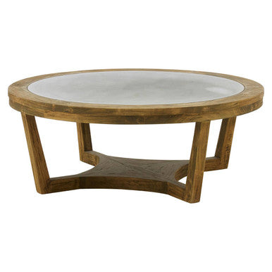 Natural Alder Wood Coffee Table with Zinc Plate Inset