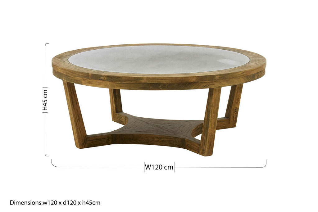Natural Alder Wood Coffee Table with Zinc Plate Inset