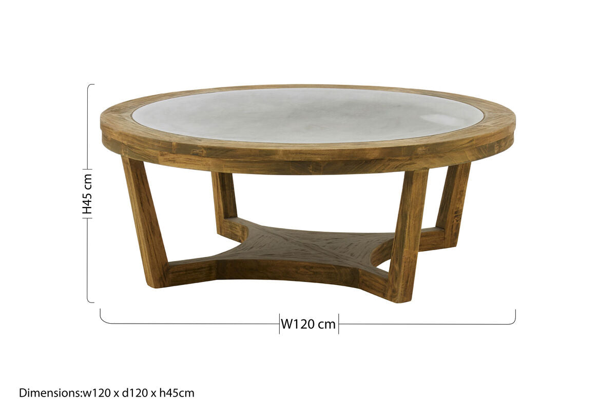 Natural Alder Wood Coffee Table with Zinc Plate Inset