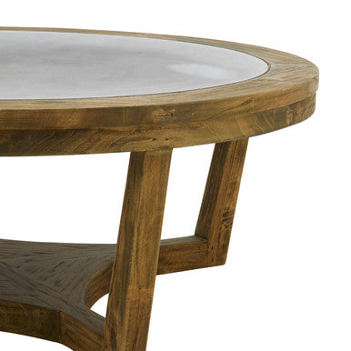 Natural Alder Wood Coffee Table with Zinc Plate Inset