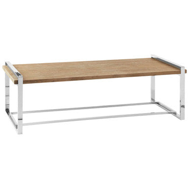Natural Recycled Elm Wood Coffee Table with Stainless Steel Base