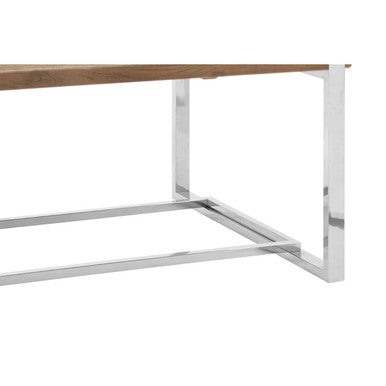 Natural Recycled Elm Wood Coffee Table with Stainless Steel Base