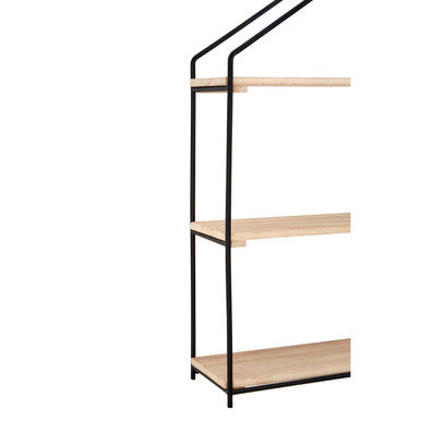 Three Tier Wooden Wall Shelf with Black Frame