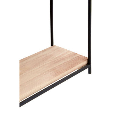 Three Tier Wooden Wall Shelf with Black Frame