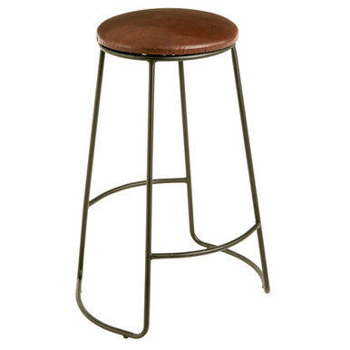 Faux Leather Bar Stool with Metal Legs