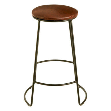 Faux Leather Bar Stool with Metal Legs